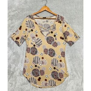 Shiela Rose Geometric Abstract Print Top Tunic Short Sleeves‎ Womens 3X - Flaw